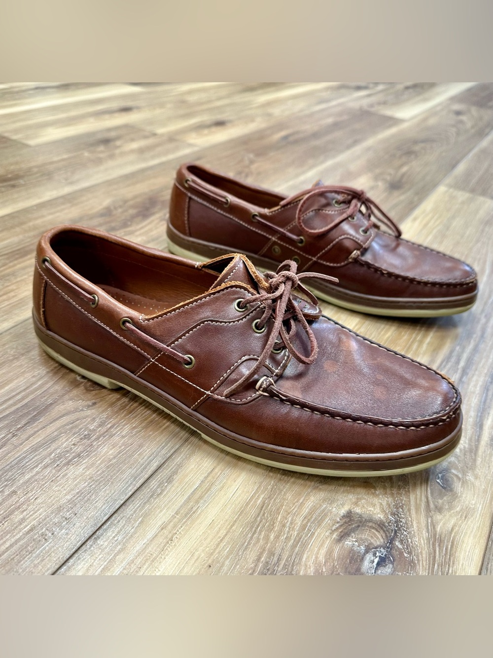 Allen Edmonds Eastport Boat Shoes Leather Loafers, Brown, Men’s 12